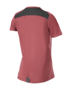 Alpinestars Stella A-Dura Dri Switch dames jersey, mountainbike shirt met korte mouwen, bordeauxrood, achteraanzicht met zwart mesh-paneel voor ventilatie en drop-tail ontwerp