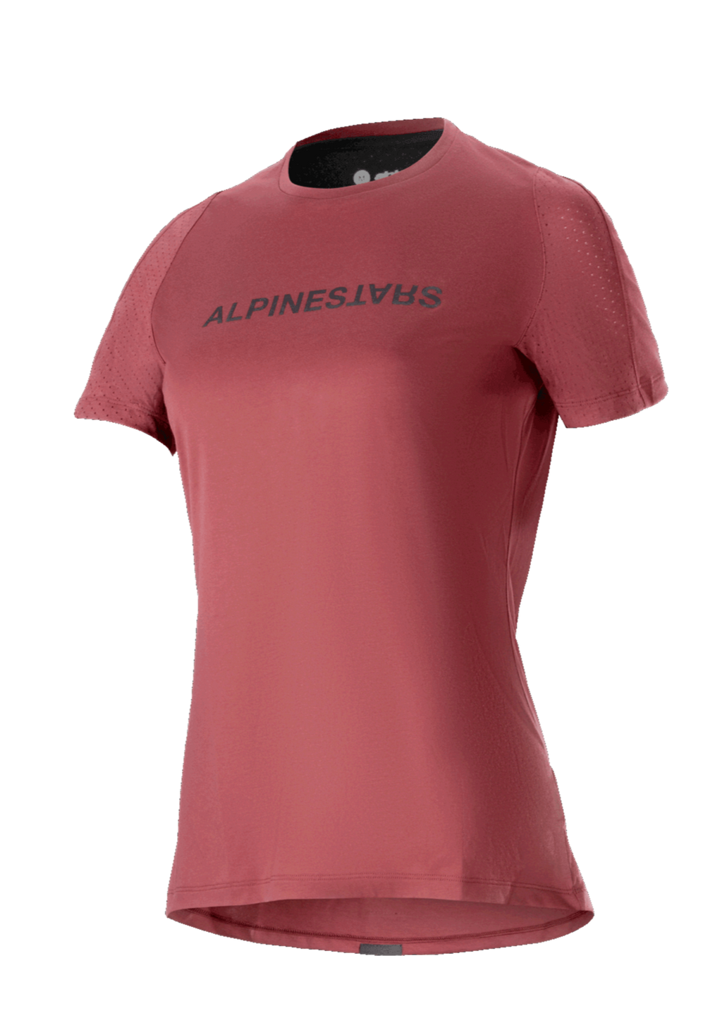 Alpinestars Stella A-Dura Dri Switch Jersey voor dames, MTB-shirt met korte mouwen, bordeauxrood met zwart logo, geperforeerde mesh mouwen voor ademend vermogen, hoogwaardige fietskleding