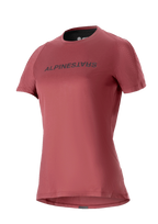 Alpinestars Stella A-Dura Dri Switch Jersey voor dames, MTB-shirt met korte mouwen, bordeauxrood met zwart logo, geperforeerde mesh mouwen voor ademend vermogen, hoogwaardige fietskleding