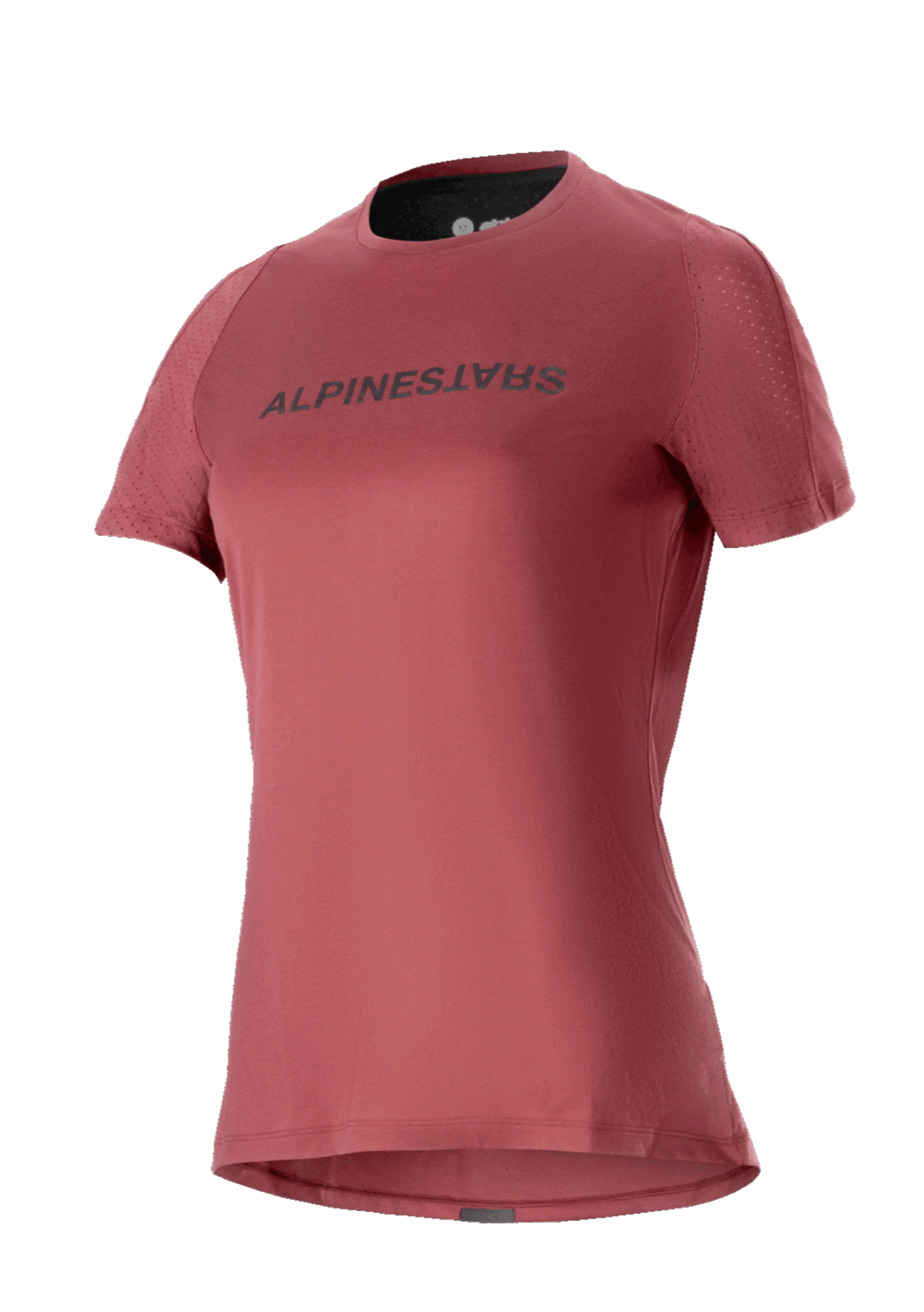 Alpinestars Stella A-Dura Dri Switch Jersey voor dames, MTB-shirt met korte mouwen, bordeauxrood met zwart logo, geperforeerde mesh mouwen voor ademend vermogen, hoogwaardige fietskleding