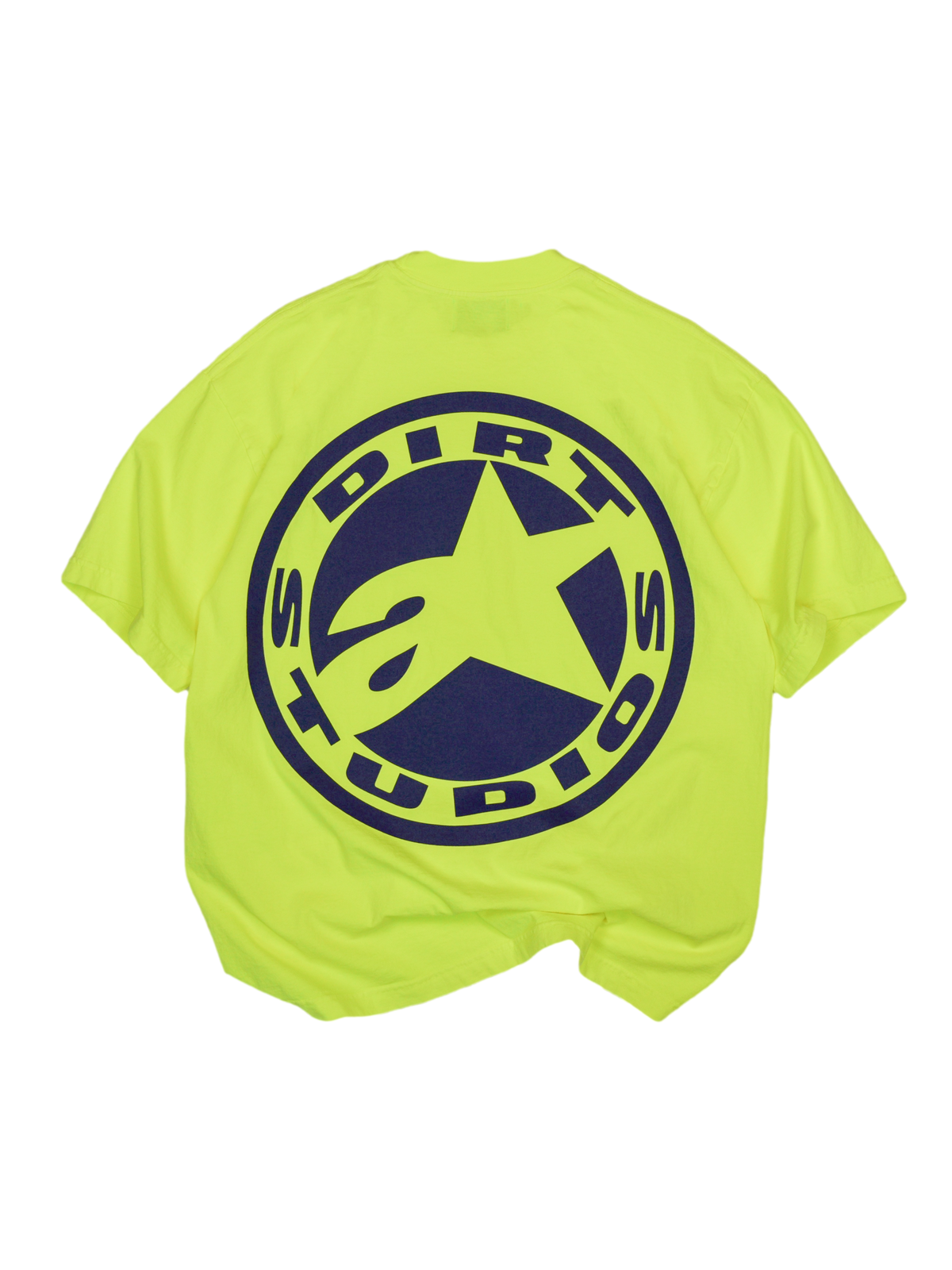 Alpinestars Limited Edition Dirt Studios Tech Series T-shirt, fluogeel katoen met oversized marineblauw logo op de rug.