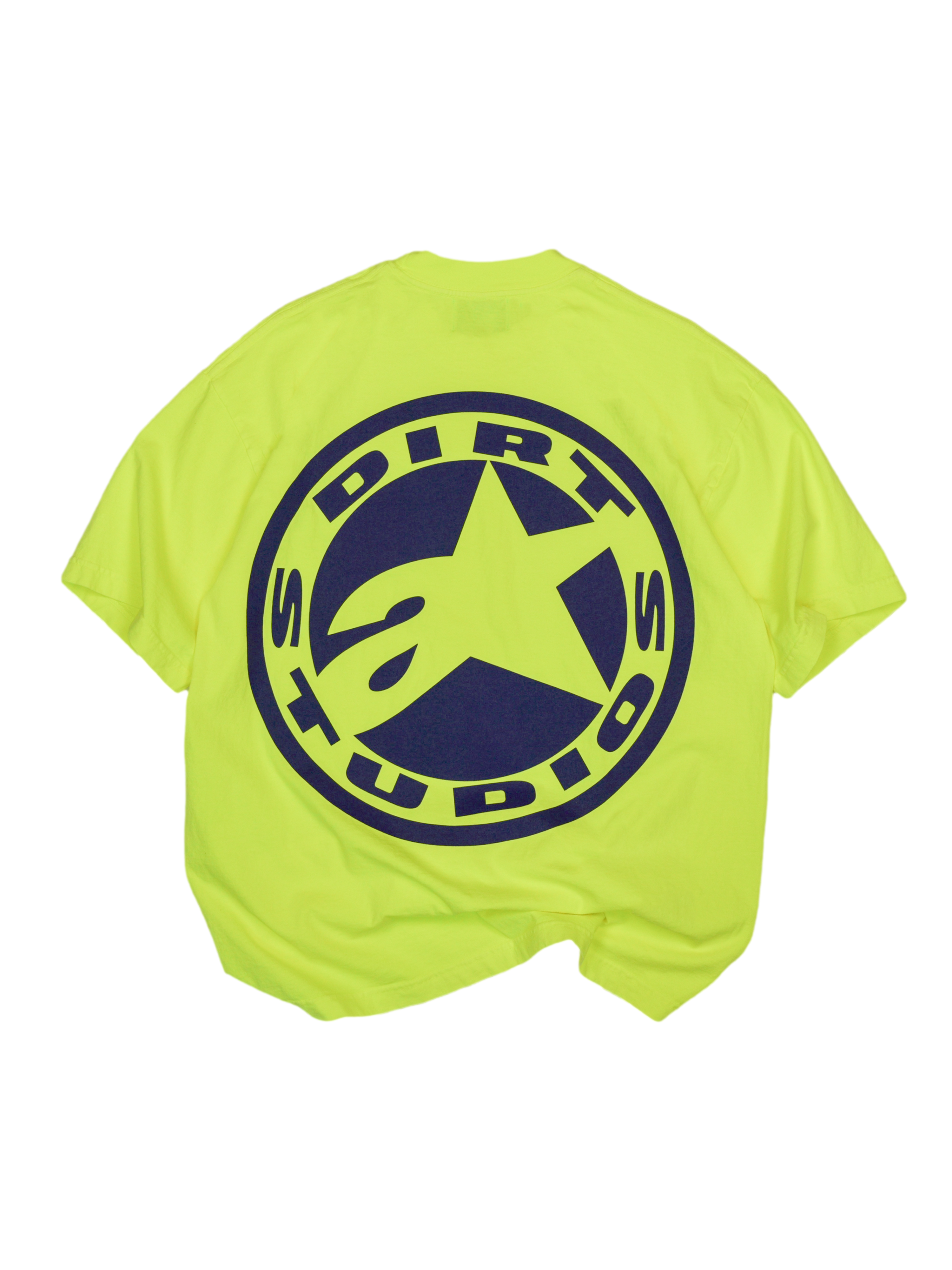 Alpinestars Limited Edition Dirt Studios Tech Series T-shirt, fluogeel katoen met oversized marineblauw logo op de rug.
