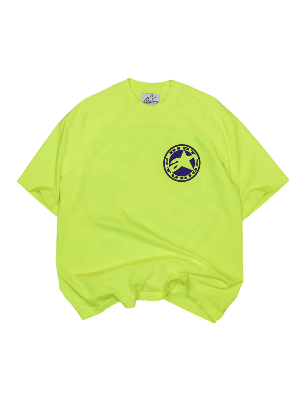 Alpinestars x Dirt Studios Tech Series T-shirt, fluogeel heren-T-shirt van geverfd katoen met borstlogo.