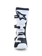Alpinestars Tech-T laarzen, triallaarzen voor heren, zwart en wit leer, TPU-scheenbescherming, CE-gecertificeerd.