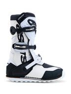 Alpinestars Tech-T laarzen, trialmotorlaarzen in zwart en wit, CE-gecertificeerd leer met een TPU-scheenplaat en gripzool.