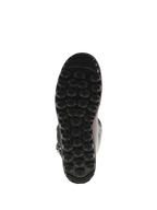 Alpinestars Tech-T laarzen, onderaanzicht van de zool, zwart met rode accenten, voorzien van een getextureerd hexagonaal noppenpatroon, speciaal ontwikkelde trials-zool ontworpen voor maximale grip en gevoel op de voetsteunen