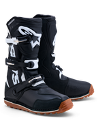 Alpinestars Tech-T laarzen, heren trialmotorlaarzen, zwart en wit, leer met TPU-scheenplaat en rubberen gripzool, CE-gecertificeerd.