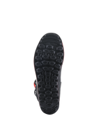 Alpinestars Tech-T laarzen, zoolaanzicht, zwarte rubberen buitenzool met getextureerd hexagonaal grippatroon, ontworpen voor gevoeligheid bij trialrijden en controle op de voetsteunen.