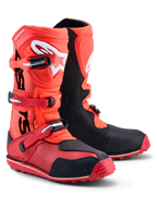 Alpinestars Tech-T laarzen, trial motorlaarzen in rood en zwart, CE-gecertificeerd leer met TPU-scheenplaat en gripzool.