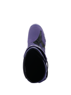 Alpinestars Tech 10 Boots, Motocross Boots, Ultraviolet Black, top-down view looking into the interior opening, purple microfiber and black TPU construction with white logo, professional off-road racing footwear