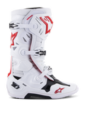 Alpinestars Tech 10 Supervented laarzen, motocross off-road racelaarzen, wit rood zwart, systeem met meerdere gespsluitingen, geperforeerde ventilatiepanelen, rood sterlogo, DHCP-technologie, versterkte beschermingspanelen, robuuste off-road zool