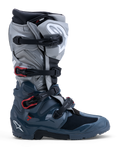 Alpinestars Tech 7 Enduro Drystar laarzen, waterdichte off-road herenmotorlaarzen, grijs met rode details, CE-gecertificeerd.