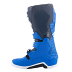 Alpinestars Tech 7 laarzen, motorcrosslaarzen, Alpine Blue, Night Navy en Bright Red, aanzicht van de mediale zijde met beschermende TPU-panelen en versterkte constructie voor off-road racen