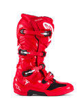 Alpinestars Tech 7 Laarzen, motorcrosslaarzen, felrood, zijaanzicht, voorzien van een sluitsysteem met vier gespen, TPU-beschermende schaal, wit Alpinestars-logo en "Tech 7"-branding, duurzaam off-road race-schoeisel