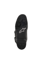 Alpinestars Tech 7 Enduro Drystar® laarzen, motorcross- en endurolaarzen, zoolaanzicht in het zwart, hooggrip rubberen samenstelling met wit sterlogo en vervangbaar inzetstuk voor duurzame off-road prestaties