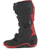 Alpinestars Honda Tech 7 Enduro Drystar® laarzen, motorcross- en endurolaarzen, zwart en felrood, zijaanzicht met robuuste gespen, TPU-beschermplaten en een rode versterkte zool