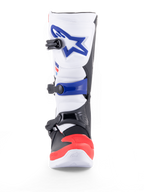 Alpinestars Tech 3 motorcrosslaars, off-roadmotorlaars, wit, rood en blauw, met TPU-bescherming, microvezelbovenwerk, drievoudige gespsluiting en CE-certificering