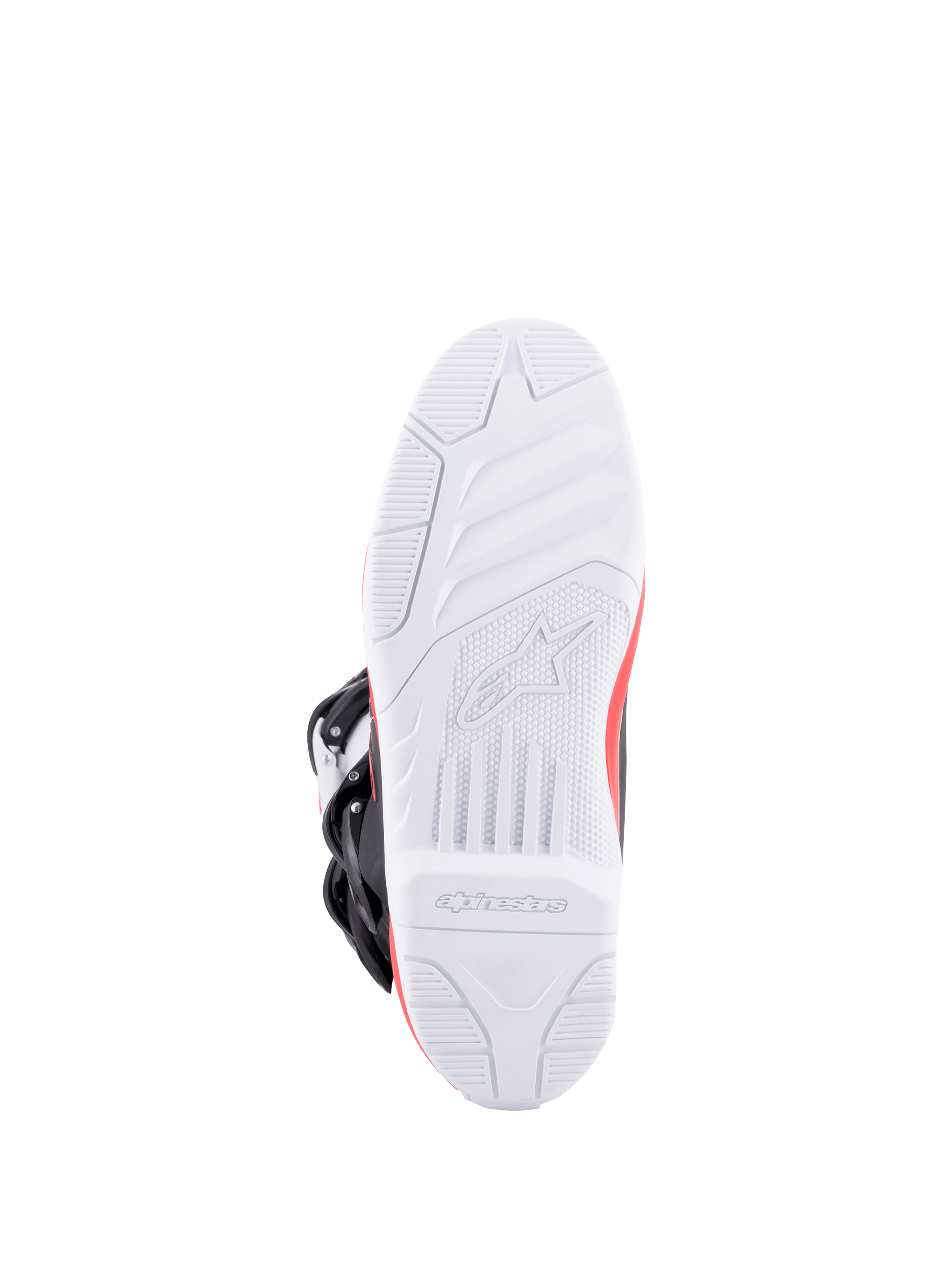 Alpinestars Tech 3 laarzen, motocrosslaarzen van onderen met witte zool met hoge grip, rode accenten en zwarte gespen