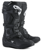 Alpinestars Tech 3 Enduro laarzen, motorcross- en off-roadlaarzen, zwart met witte logo's, drievoudig polymeer gespsysteem, duurzame TPU-bescherming, robuust all-terrain zoolontwerp