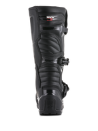 Alpinestars Tech 3 Enduro laarzen, achteraanzicht, zwart, voorzien van TPU hielteller met Tech Series-branding en geribbelde flexibele panelen, duurzaam beschermend schoeisel voor motorcross en off-road rijden