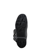 Alpinestars Tech 3 Enduro laarzen, zwart, onderaanzicht van de zool, rubbercompound met hoge grip en geprofileerd loopvlakpatroon voor off-road duurzaamheid, voorzien van Alpinestars-branding