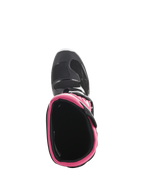 Alpinestars Stella Tech 3 dameslaarzen, motorcrosslaarzen, zwart, wit en roze, bovenaanzicht met roze binnenkraag en neuskap, duurzaam schoeisel voor off-road racen
