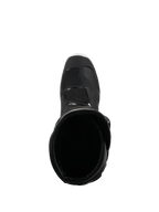 Alpinestars Tech 3 Enduro Waterproof laarzen, zwart en wit, bovenaanzicht met inkijk in de opening van de laars, toont de binnenvoering en versterkte neus, ontworpen voor off-road en adventure rijden