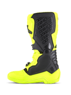 Alpinestars Tech 5 Boots, Motocross Boots, Yellow Fluo and Black, featuring a side view of the durable microfiber chassis, TPU protective panels, and medial biomechanical pivot system for off-road riding.
