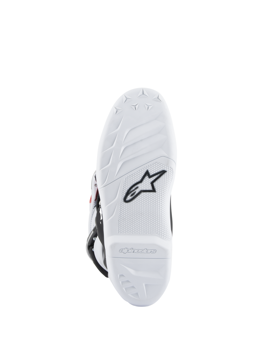Alpinestars Youth Tech 7S laarzen, motorcrosslaarzen, witte zool met zwart Astars-logo, getextureerd grippatroon, duurzaam samengesteld materiaal voor off-road prestaties