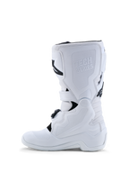 Alpinestars Jeugd Tech 7S laarzen, witte motorcrosslaarzen met TPU-scheenbescherming, ontworpen voor junior off-road racing.
