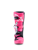 Alpinestars Jeugd Tech 7S laarzen, motocrosslaarzen voor kinderen, roze fluo en zwart, met TPU-scheenbeenbescherming en snelsluitingen.