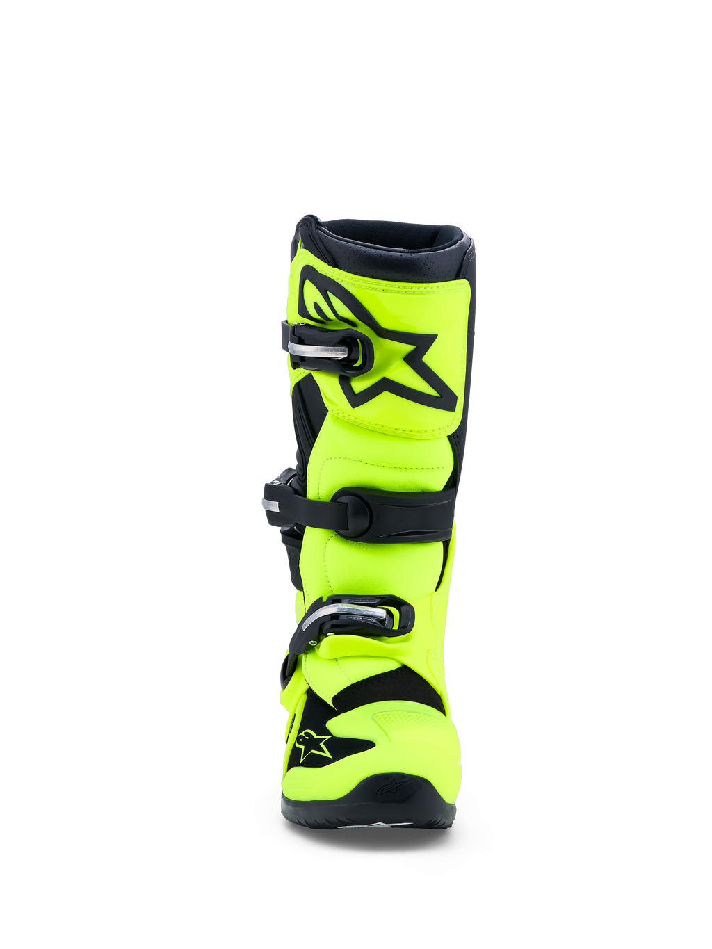 Alpinestars Jeugd Tech 7S laarzen, geel fluo en zwart, CE-gecertificeerde motocrosslaarzen met TPU-scheenbescherming.