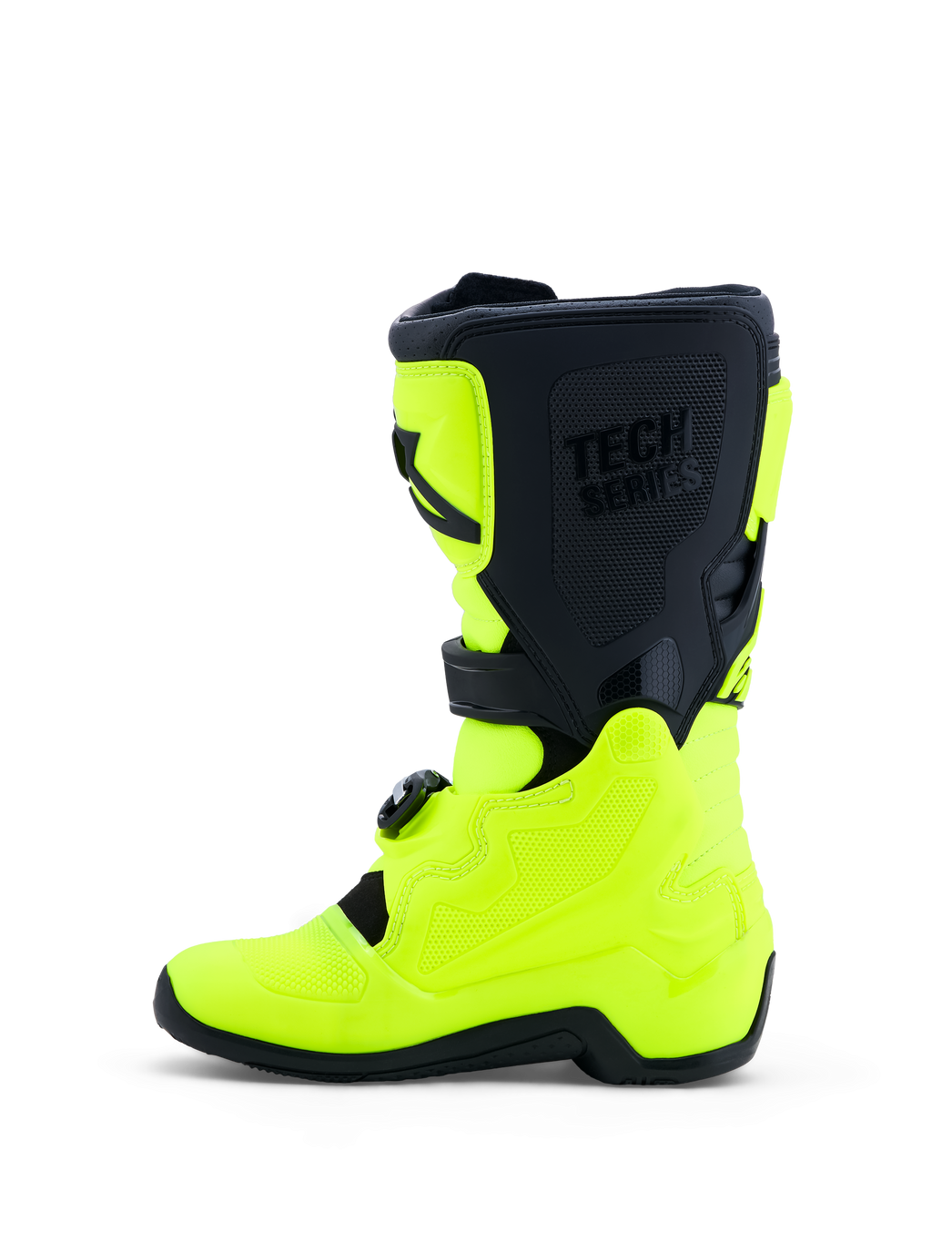 Alpinestars Jeugd Tech 7S laarzen, junior motorcrosslaarzen in felgeel en zwart, met TPU-bescherming en draaisysteem.
