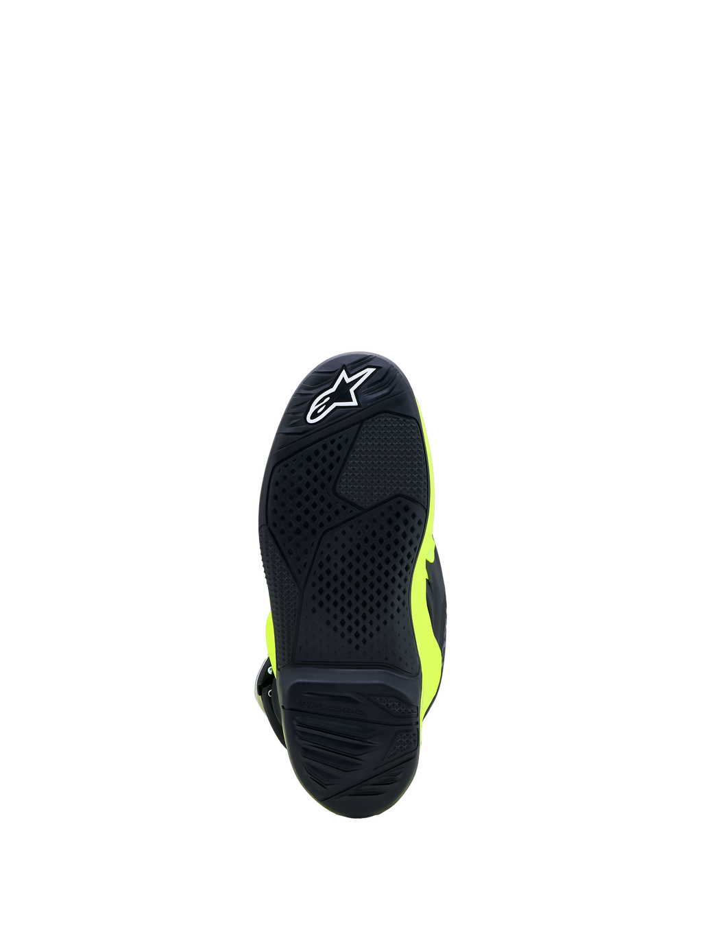Alpinestars jeugd Tech 7S laarzen, rubberen zool met grippatroon voor motocross, zwart en fluogeel.