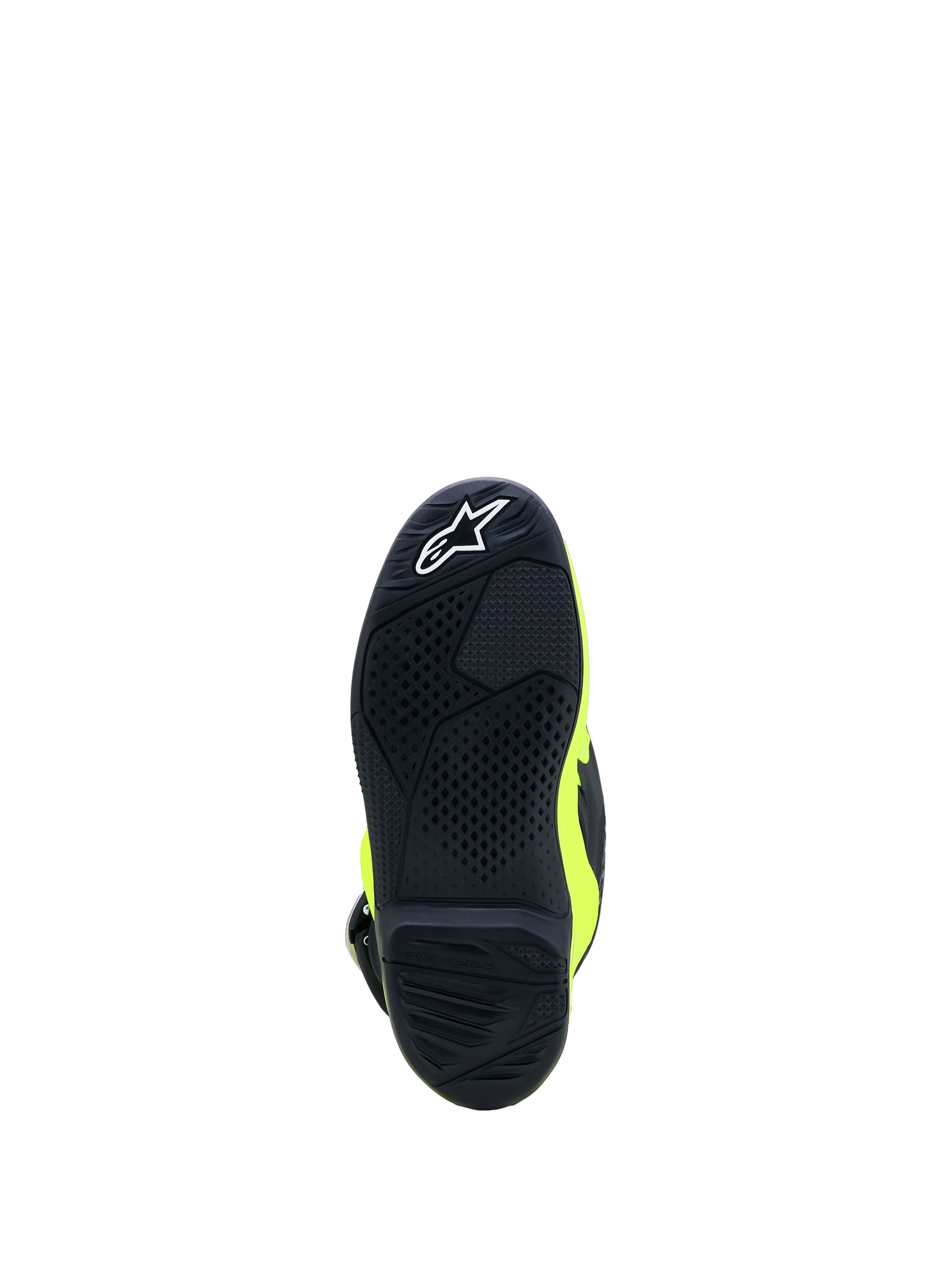 Alpinestars jeugd Tech 7S laarzen, rubberen zool met grippatroon voor motocross, zwart en fluogeel.