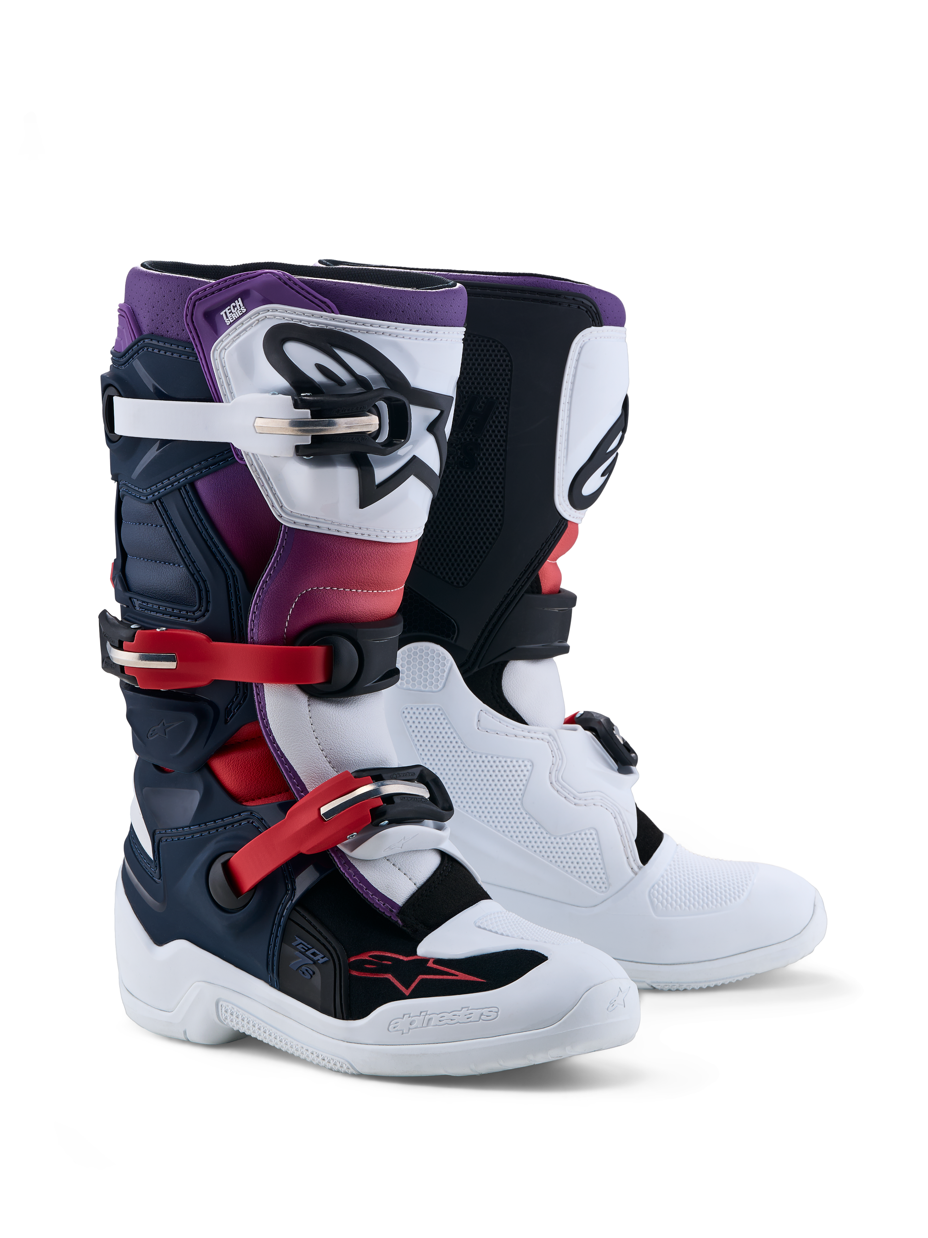 Alpinestars Jeugd Tech 7S laarzen, motorcrosslaarzen, donkerblauw, wit en zwart, CE-gecertificeerde TPU-bescherming