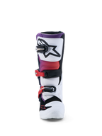 Alpinestars Jeugd Tech 7S laarzen, motocross motorlaarzen voor jeugd, wit en paars, TPU-bescherming met veilig gespsysteem, CE-gecertificeerd