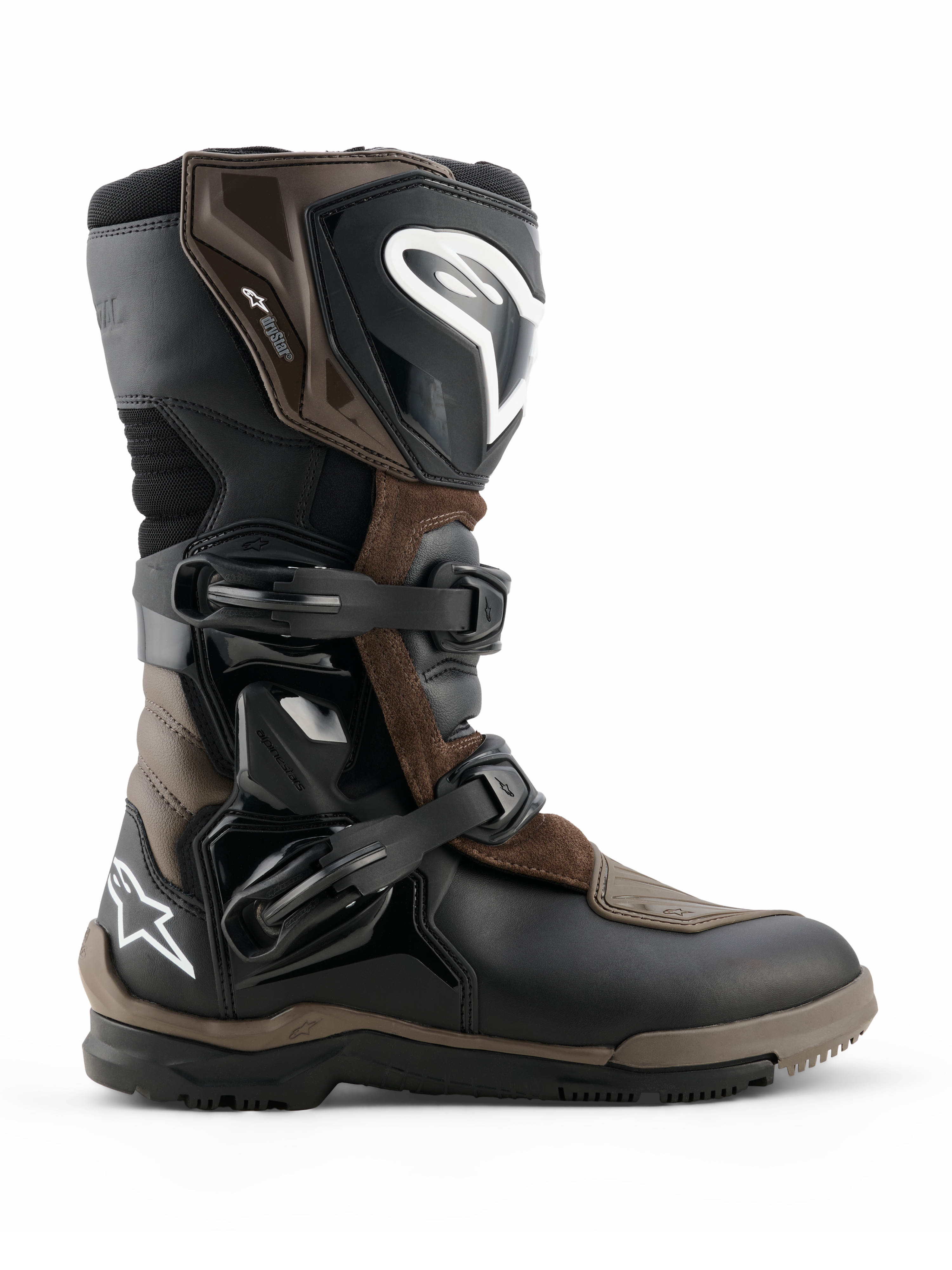 Alpinestars Corozal V2 Adventure Drystar motorlaarzen, adventure touring motorlaarzen, bruin en zwart, waterdichte constructie met verstelbare gespen, versterkte enkel- en scheenbeenbescherming, robuuste zool met profiel voor grip op elk terrein
