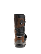 Alpinestars Belize Drystar® Boots, rear view, Oiled Brown and Black, waterproof adventure touring motorcycle boots featuring a short-calf design, embossed 'BELIZE' logo, and rugged heel protector.