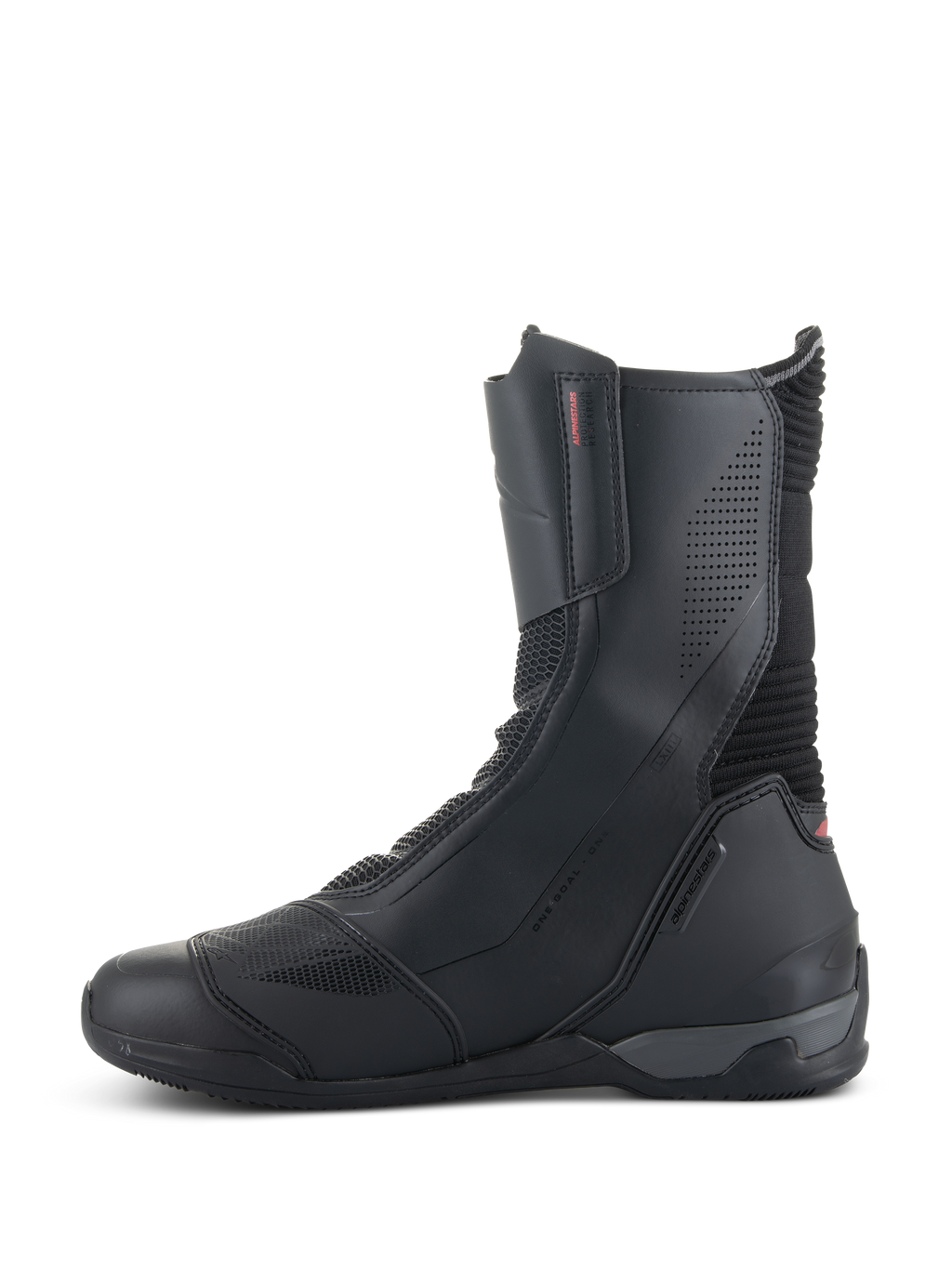 Alpinestars SP-X BOA® laarzen, motorlaarzen, zwart, middelhoog ontwerp met microvezel en Rideknit mesh-panelen, voorzien van een mediale rits en een strak sportief profiel.