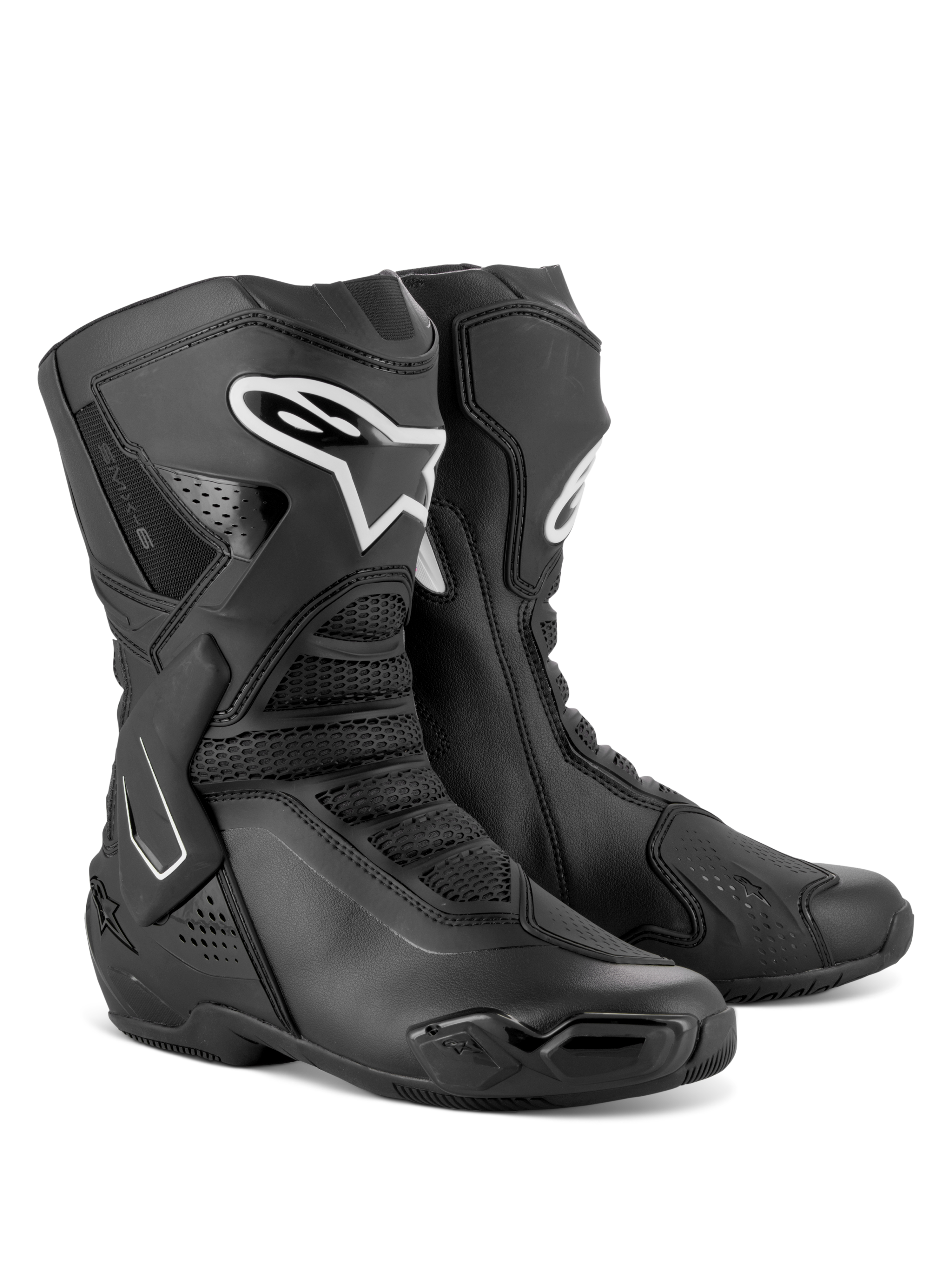Alpinestars Stella SMX-6 V3 laarzen, performance motorlaarzen voor dames, zwart en wit, met microvezelconstructie, TPU scheenbeen- en enkelbescherming en mesh flexzones voor circuit- en straatgebruik
