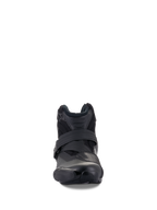Alpinestars SMX-1 R V2 Vented Boots, Black, low-cut performance riding shoe, front-on view showing strap closure and TPU toe protection, ventilated microfiber upper