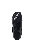 Alpinestars Stella SMX-1 R V2 dameslaarzen, zwart, onderaanzicht van de rubberen zool met grippatroon en wit Alpinestars sterlogo, technische motorlaarzen