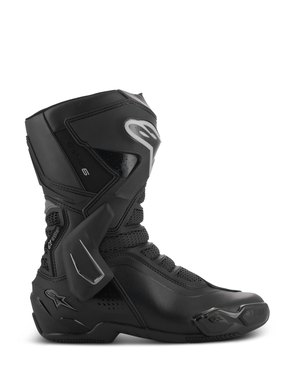 Alpinestars Stella SMX-6 V3 Drystar laarzen, dames motorlaarzen, zwart met zilveren accenten, waterdicht Drystar-membraan, voorzien van TPU-scheenplaat, enkelbescherming en teenslider, hoogwaardige motoruitrusting