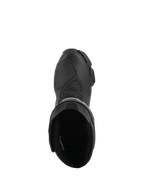 Alpinestars Stella SMX-6 V3 Drystar® laarzen, performance motorlaarzen voor dames, zwart, bovenaanzicht met de gewatteerde binnenopening en het getextureerde microvezel bovenwerk met een beschermend schakelpaneel