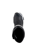 Alpinestars Stella SMX-6 V3 Drystar® laarzen, motorlaarzen voor dames, zwart en wit, bovenaanzicht met binnenvoering en versterkte neus, waterdichte microvezelconstructie voor circuit- en straatgebruik