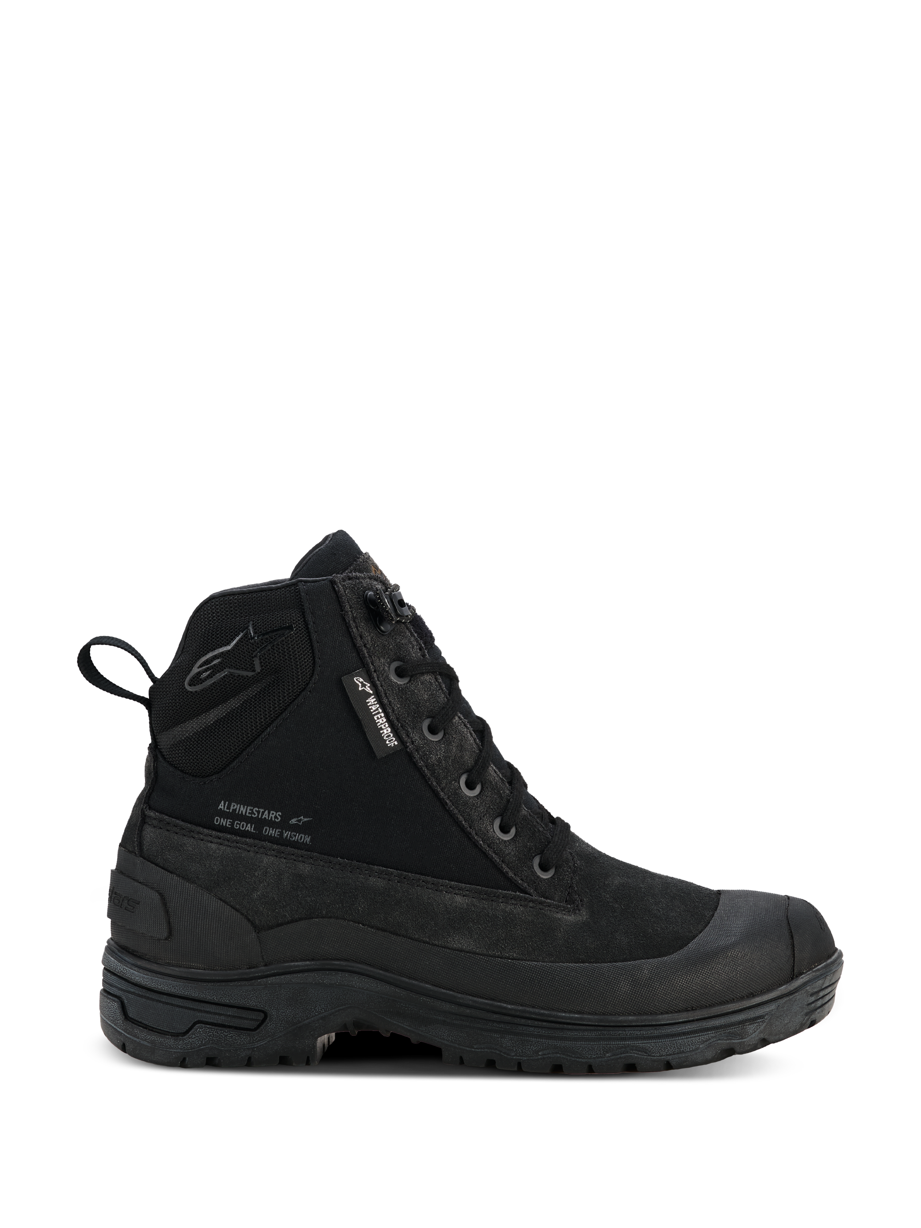 Alpinestars Woman Judy Waterproof Boots, urban dames motorlaarzen, zwart, hoog model in combat-stijl met vetersluiting aan de voorzijde, robuuste dikke zool, Waterproof-label en treklus aan de achterzijde, matte afwerking van suède en textiel