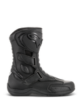 Alpinestars Radon Drystar® laarzen, zwarte waterdichte motor-tourlaarzen, zijprofiel met drie verstelbare klittenbandsluitingen, beschermende TPU-scheenplaat met Alpinestars-logo, versterkte enkelbescherming en duurzame gevulkaniseerde zool.