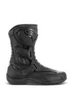 Alpinestars Radon Drystar® laarzen, zwarte waterdichte motor-tourlaarzen, zijprofiel met drie verstelbare klittenbandsluitingen, beschermende TPU-scheenplaat met Alpinestars-logo, versterkte enkelbescherming en duurzame gevulkaniseerde zool.