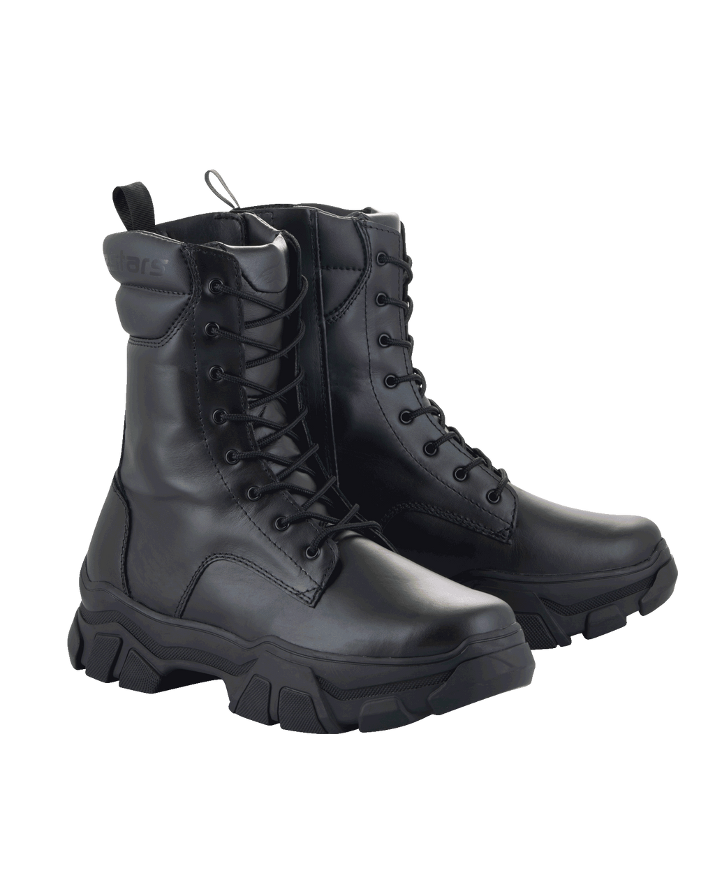 Alpinestars Ava Women Boots, urban motorlaarzen voor dames, zwart, volnerf lederen constructie, dikke verhoogde rubberen zool, vetersluiting aan de voorzijde met ritssluiting aan de zijkant, robuuste utilitaire stijl